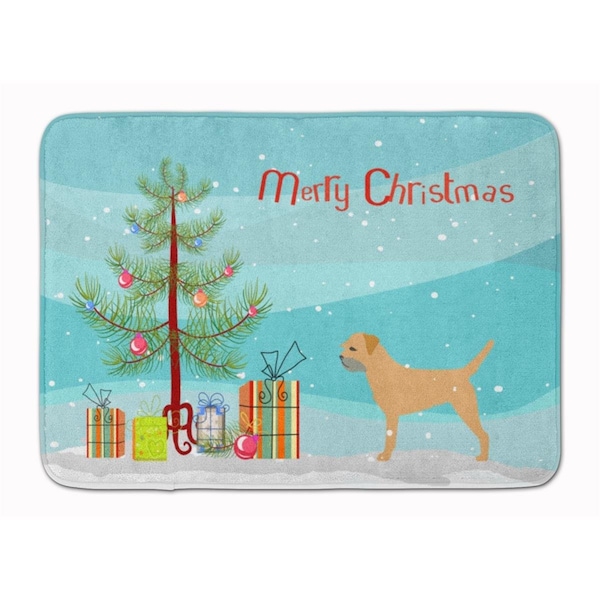 Carolines Treasures Border Terrier Merry Christmas Tree Machine Washable Memory Foam Mat BB2907RUG - main
